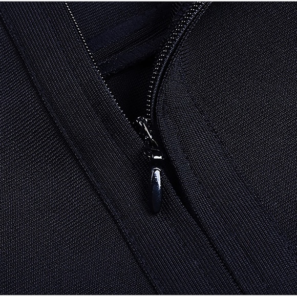 Bandage Cut Out One Shoulder Sexy Slit Bodycon Pencil Dress Black - Picture 4 of 6